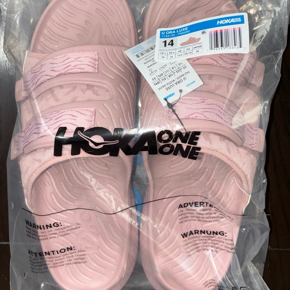 Hoka One One Ora Luxe Recovery Slide Sandals Men's Pale Mauve Sz 14